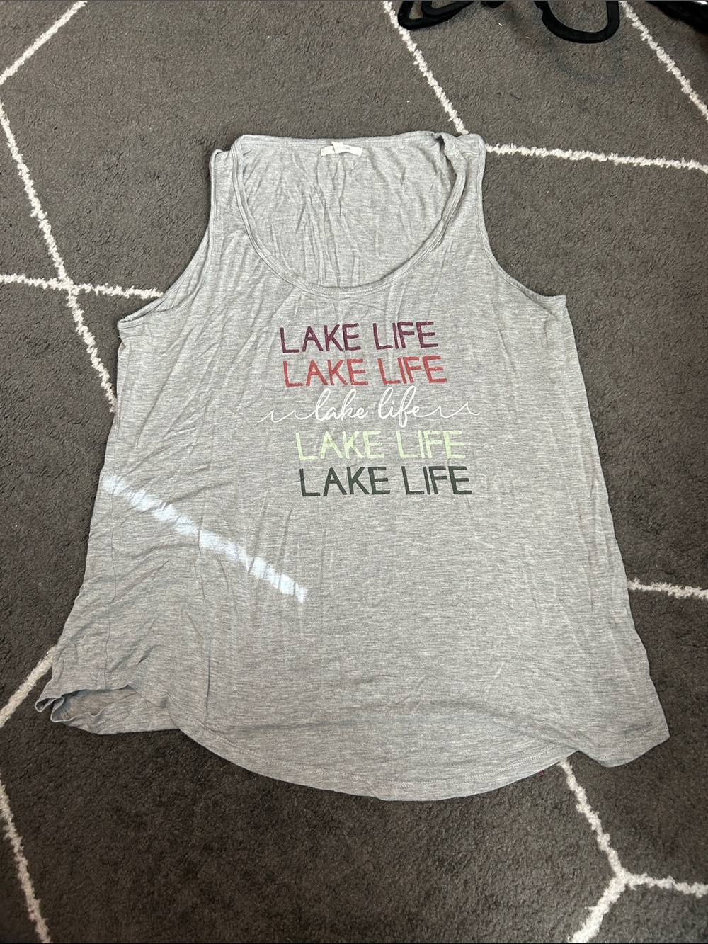 Light Gray “Lake Life” Scoop Neck Tank